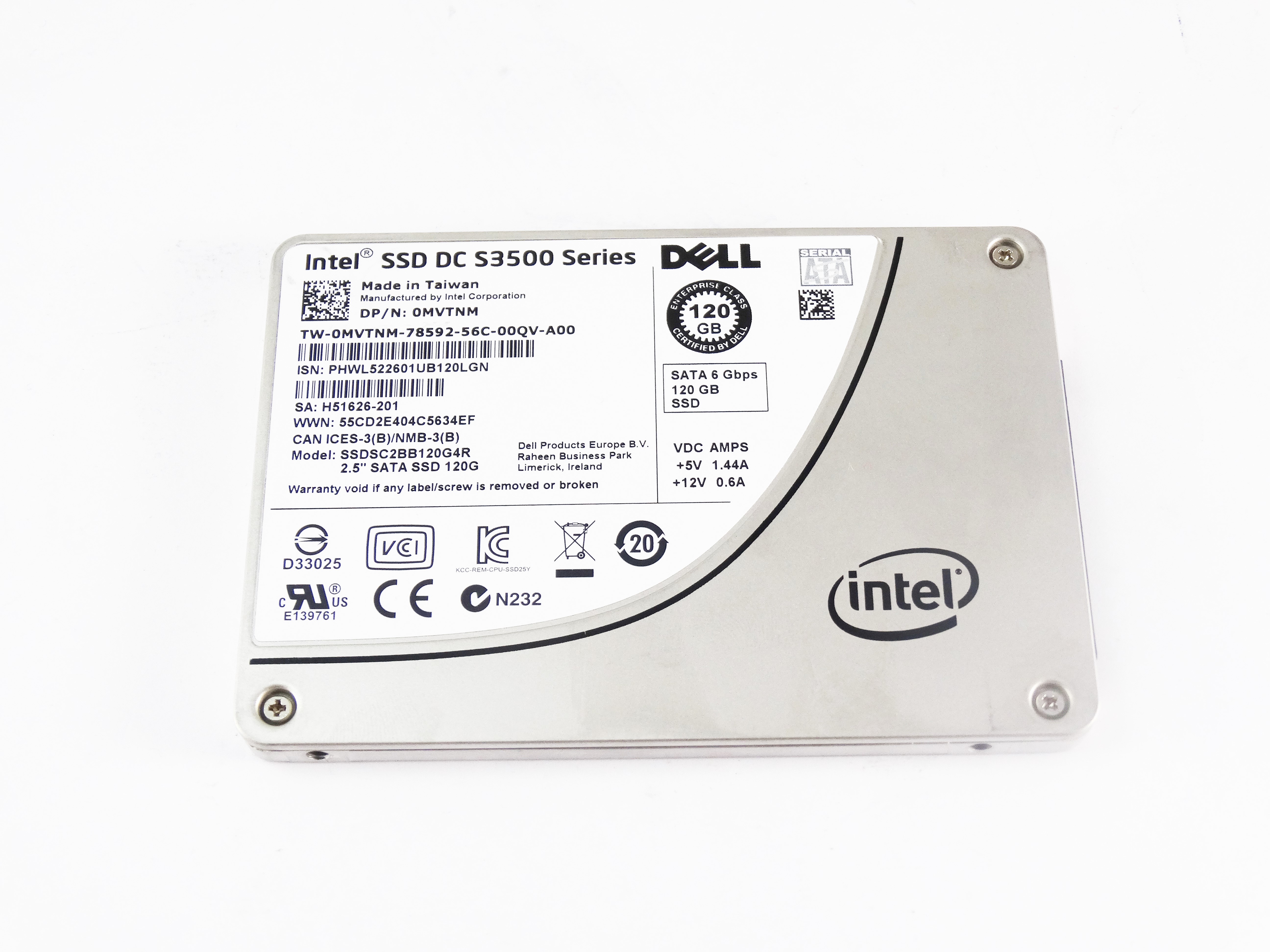Dell Intel Dc S3500 120Gb 6Gbps Mlc SATA 2.5'' SSD ( 0MVTNM)