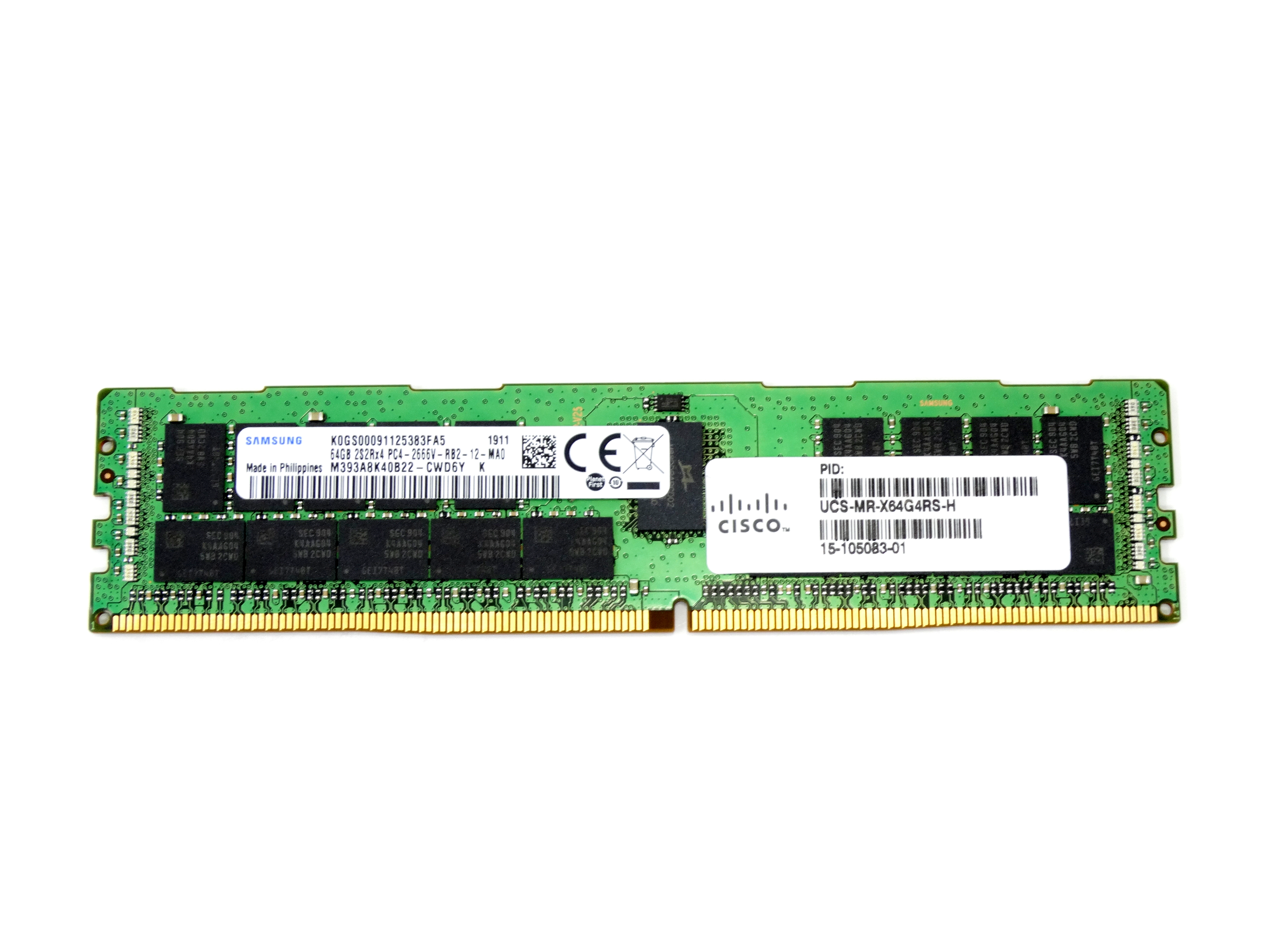 Cisco 64GB 2S2Rx4 PC4-2666V DDR4 ECC Registered SDRAM Quad Memory (M386A8K40BM2-CTD - UCS-ML-X64G4RS-H)