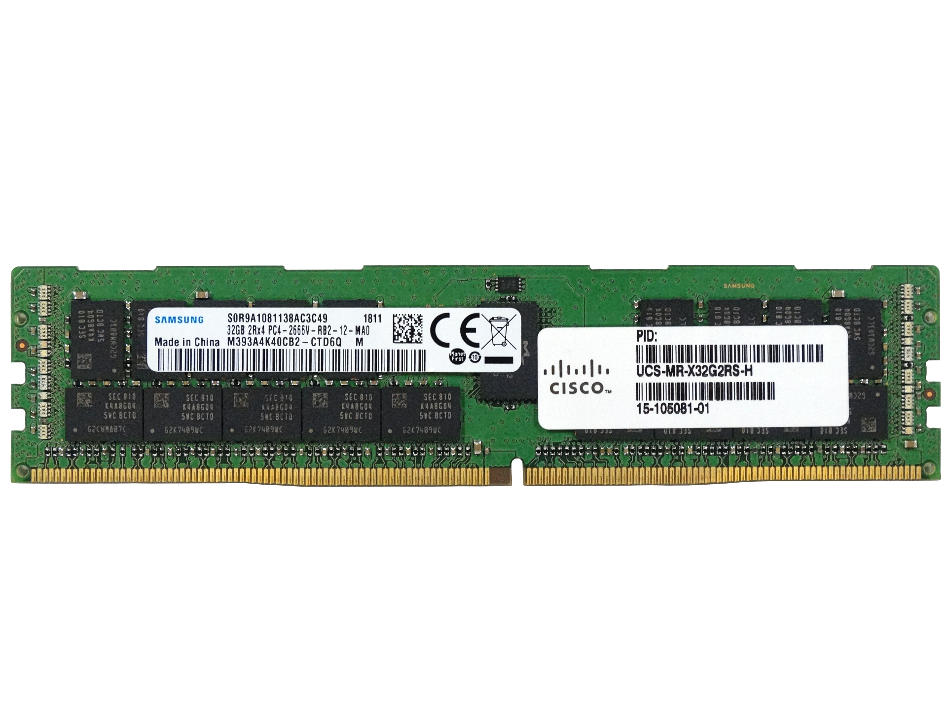 Cisco 32GB 2Rx4 PC4-2666V DDR4 ECC Registered Memory (M393A4K40CB2-CTD-CISCO)