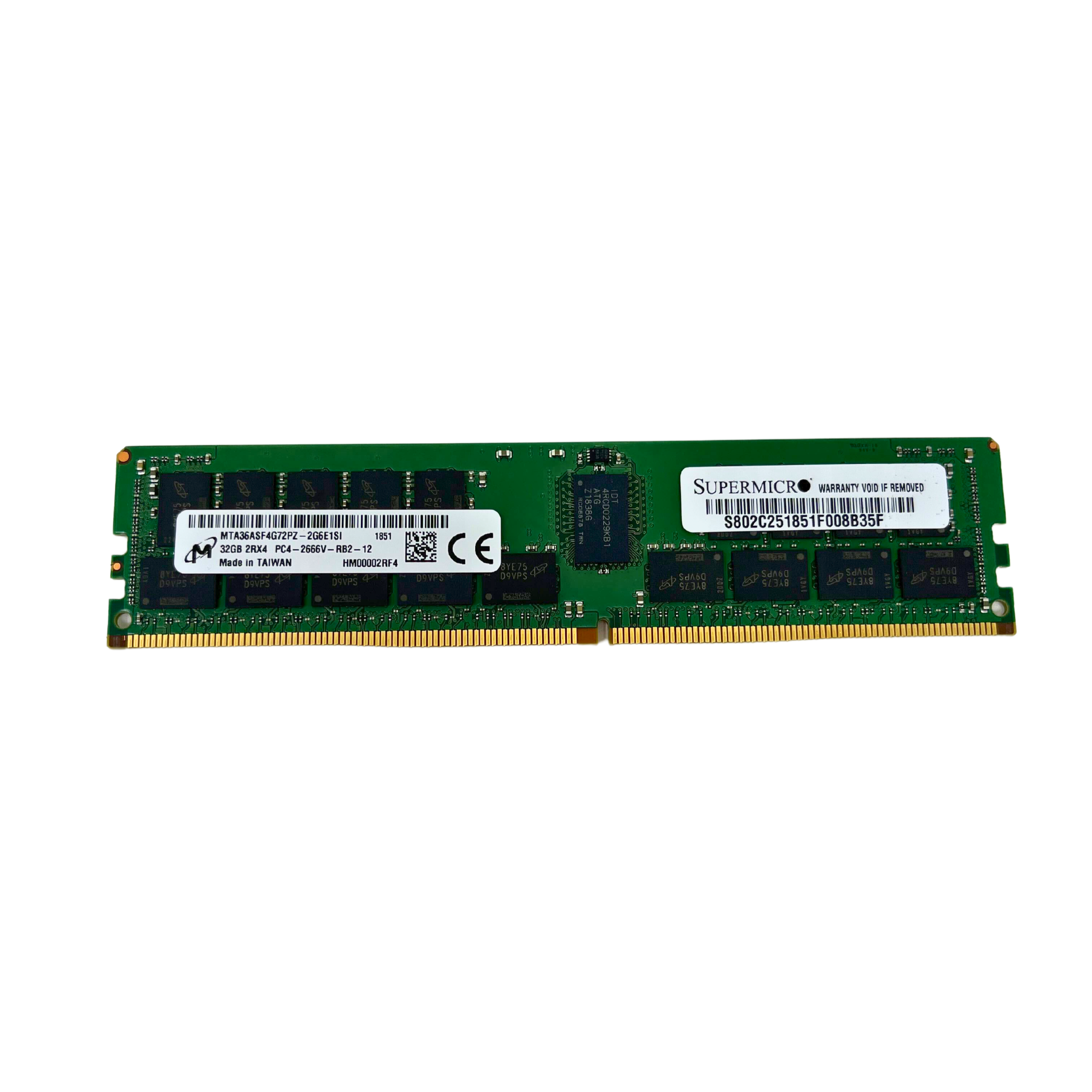 Micron 32GB 2Rx4 PC4-2666V DDR4 ECC REG Server Memory (MTA36ASF4G72PZ-2G6B2)