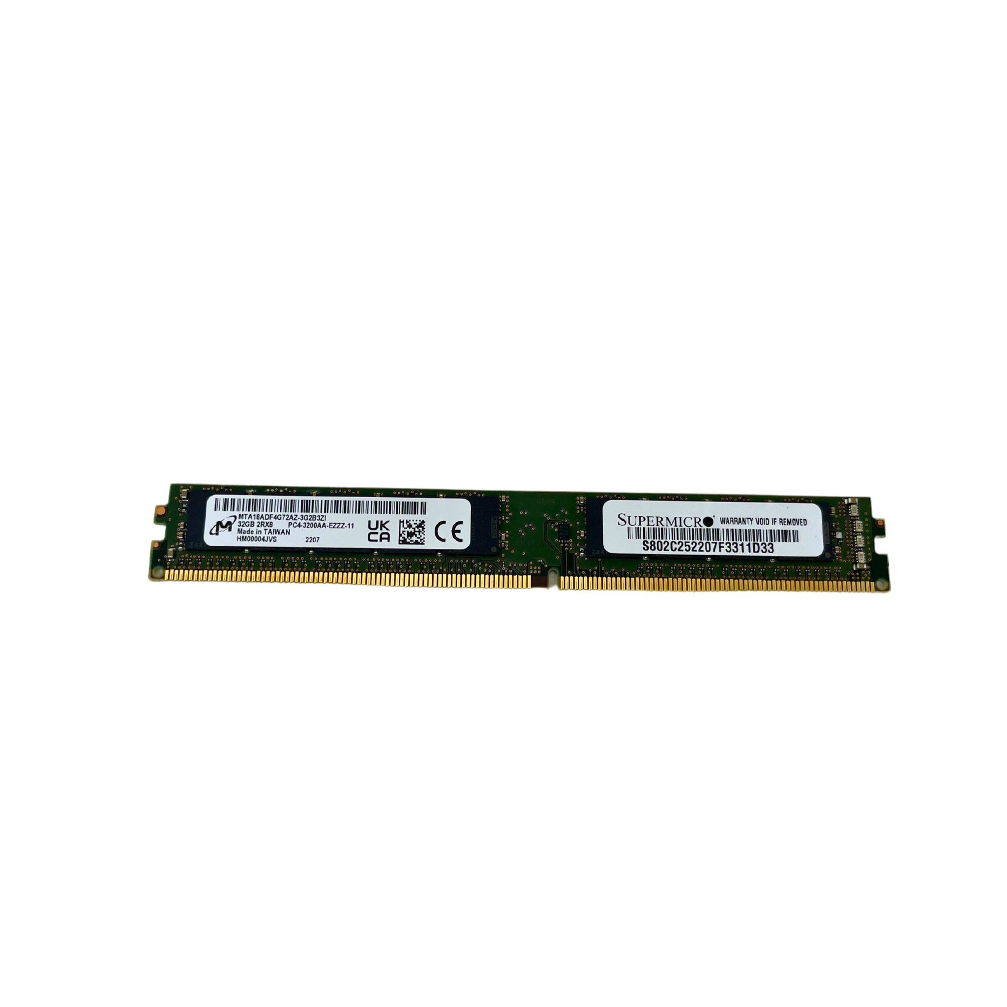 Micron 32GB 2RX8 PC4-3200AA DDR4 ECC UDIMM VLP Memory (M391A4G43AB1-CWEQY-3rdParty)