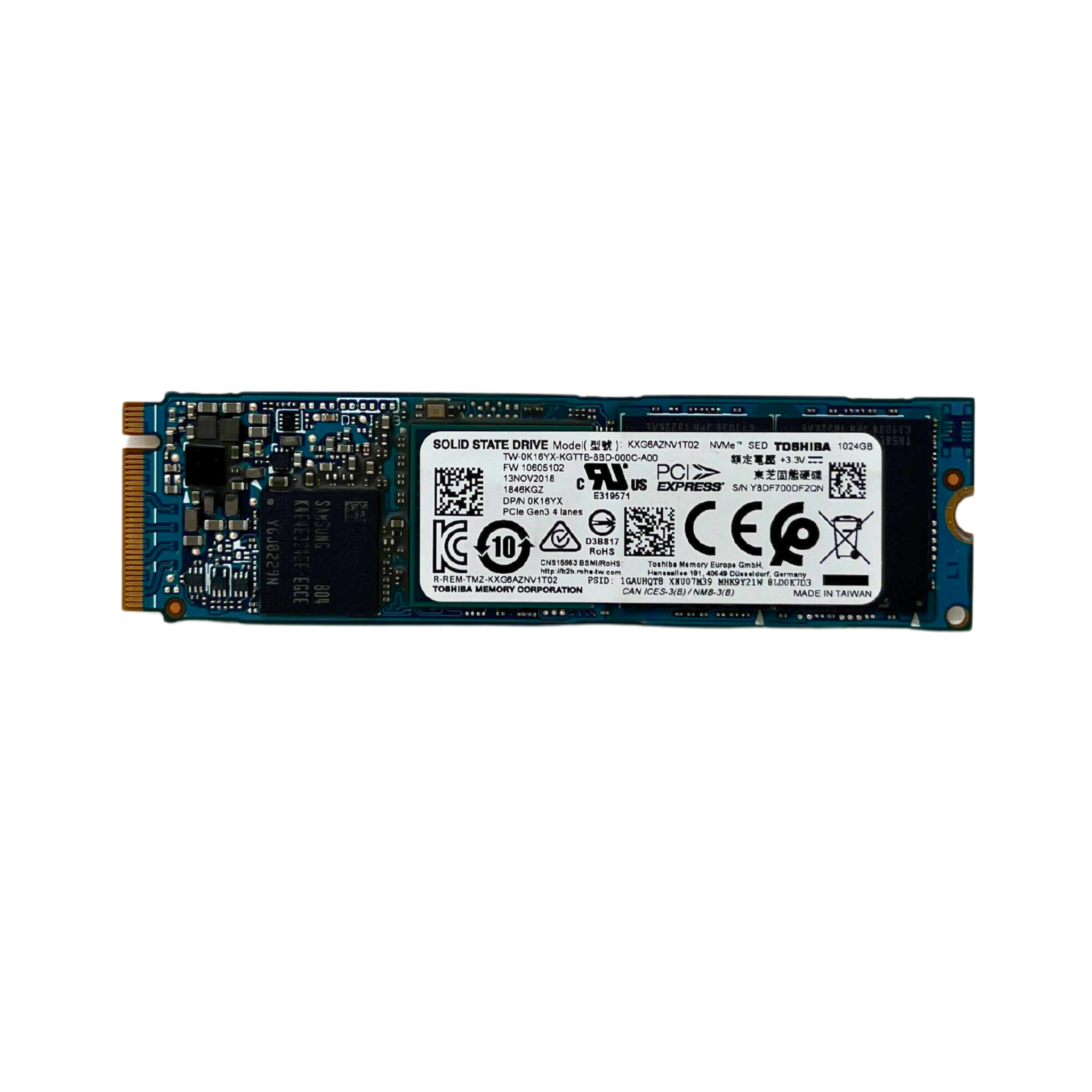 Dell 1TB M.2 2280 NVMe PCIe Gen3 x4 SSD Solid State Drive KXG6AZNV1T02 (KXG6AZNV1T02)