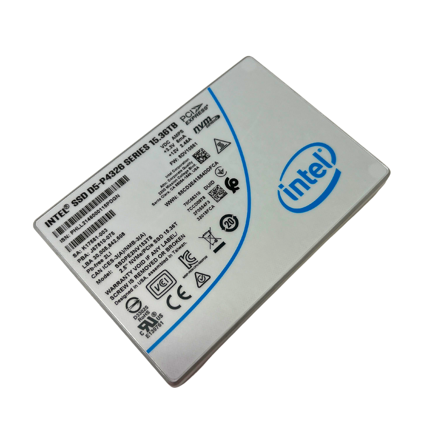 Intel D5-P4326 Series 15.36TB U.2 NVMe PCIe 2.5