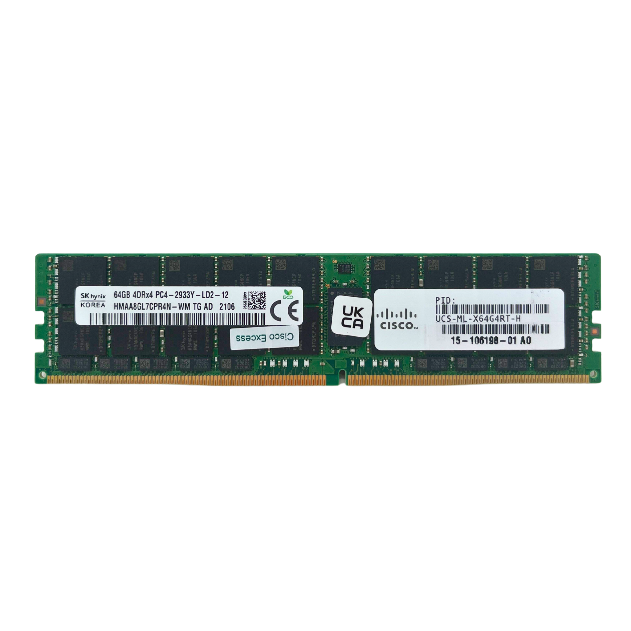 Cisco 64GB 4DRX4 PC4-2933Y  ECC  Registered  LRDIMM Memory  (HMAA8GL7CPR4N-WM TG AD-CISCO)