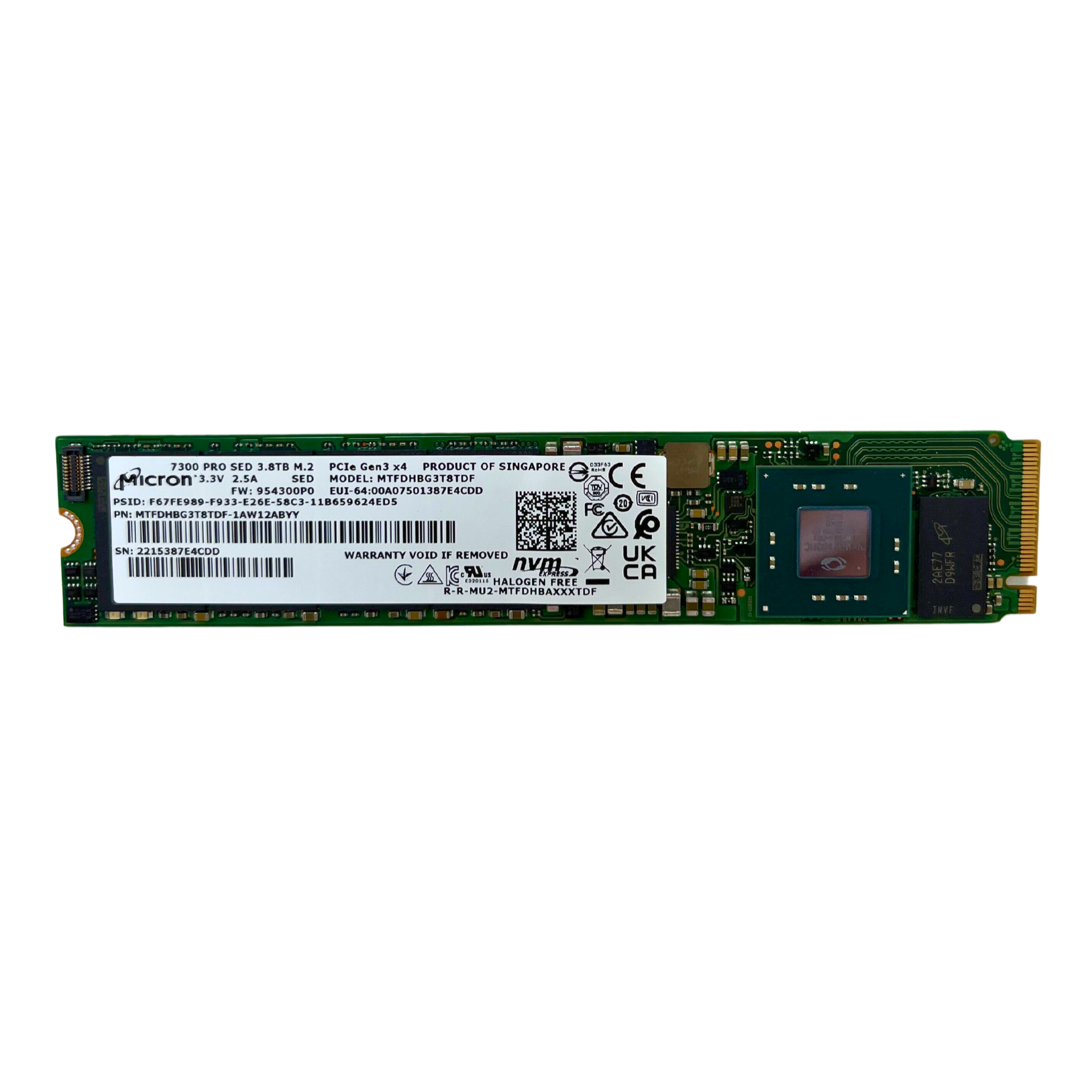 Micron 7300 PRO SED 3.84TB  NVMe PCIe Gen3 x4 M.2 SSD Solid State Drive (MTFDHBG3T8TDF-1AW12)