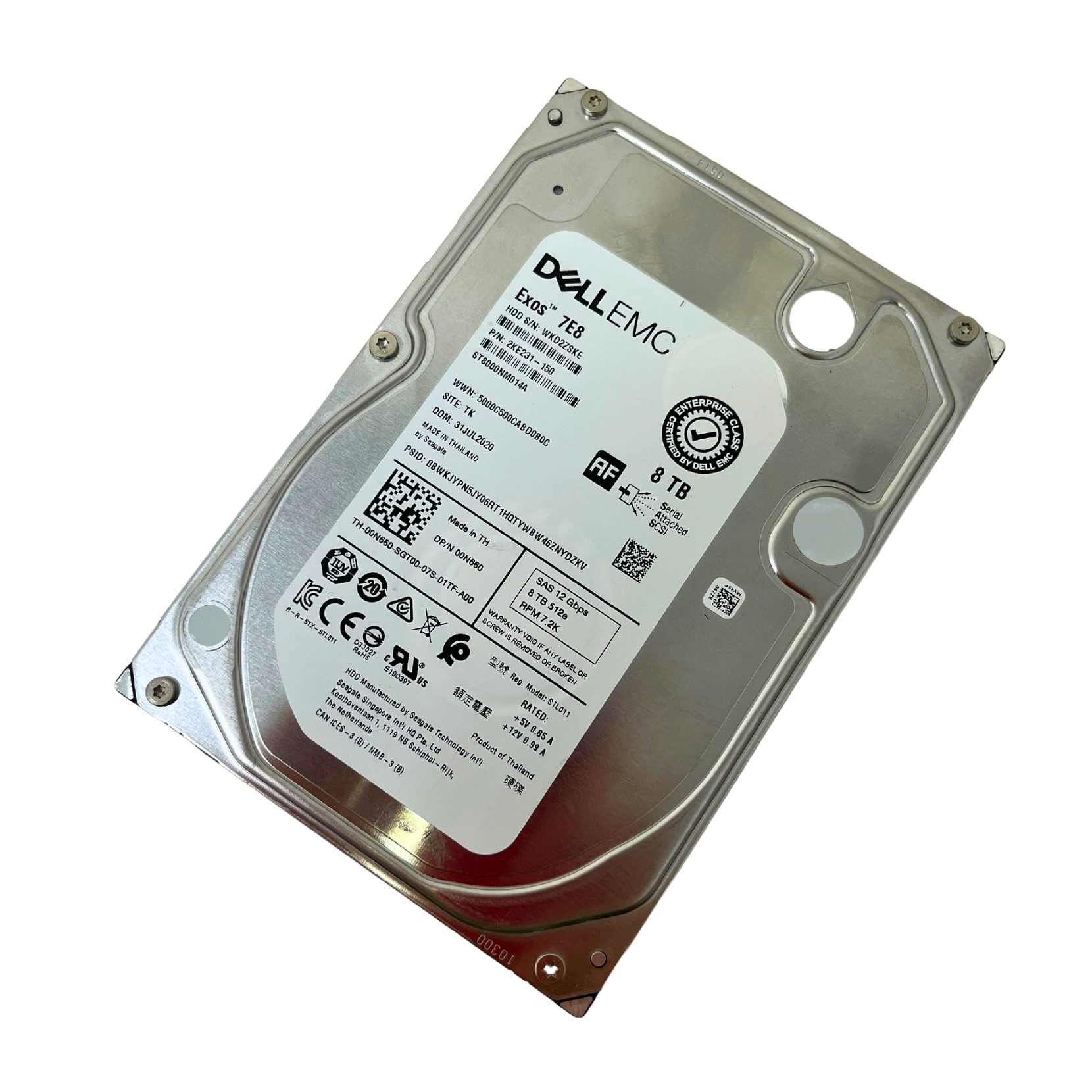 Dell  Enterprise 8TB 7.2K SAS 12Gb/s  512e 3.5''HDD  Hard Drive (00N660)