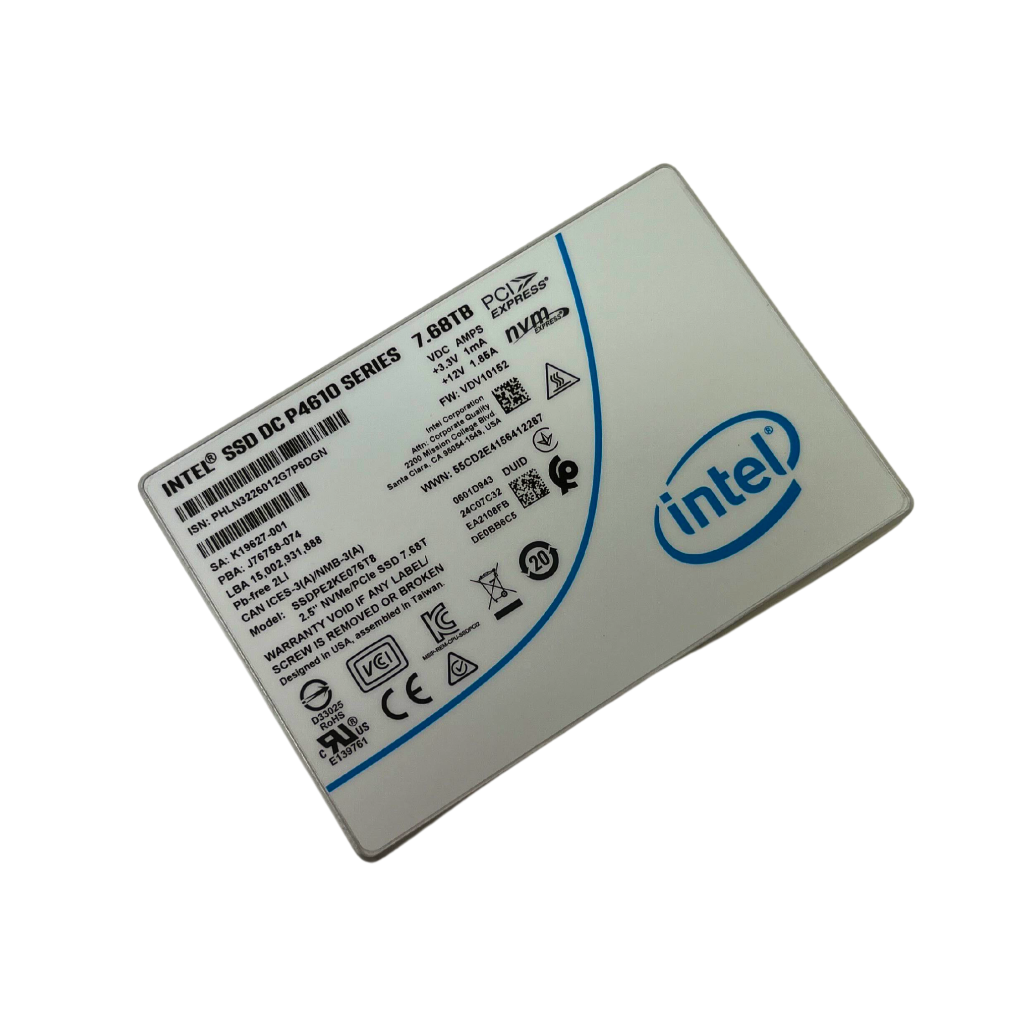 Intel DC P4610 7.68TB U.2 NVMe PCIe SSD Solid State Drive  (SSDPE2KE076T801)