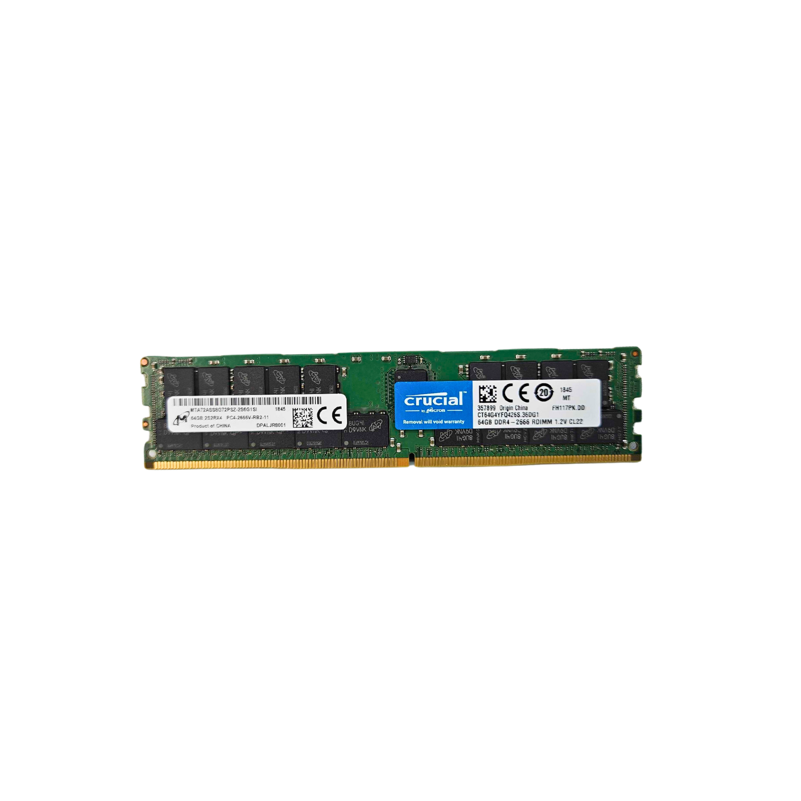Micron 64GB 2S2Rx4 PC4-2666V DDR4 ECC Registered Memory (MTA72ASS8G72PSZ-2S6G1SI)